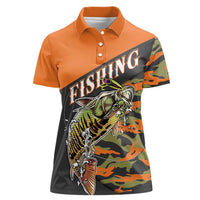 Bass Fishing Fisherman Women Polo Shirt Camouflag Pattern - Wonder Print Shop