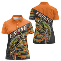 Bass Fishing Fisherman Women Polo Shirt Camouflag Pattern - Wonder Print Shop