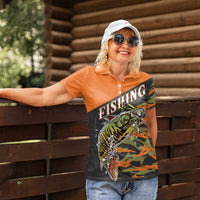 Bass Fishing Fisherman Women Polo Shirt Camouflag Pattern - Wonder Print Shop