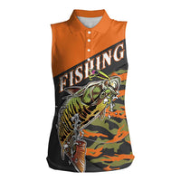 Bass Fishing Fisherman Women Sleeveless Polo Shirt Camouflag Pattern - Wonder Print Shop