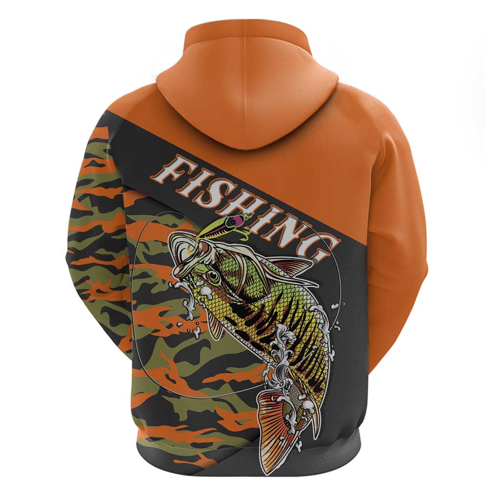 Bass Fishing Fisherman Zip Hoodie Camouflag Pattern - Wonder Print Shop
