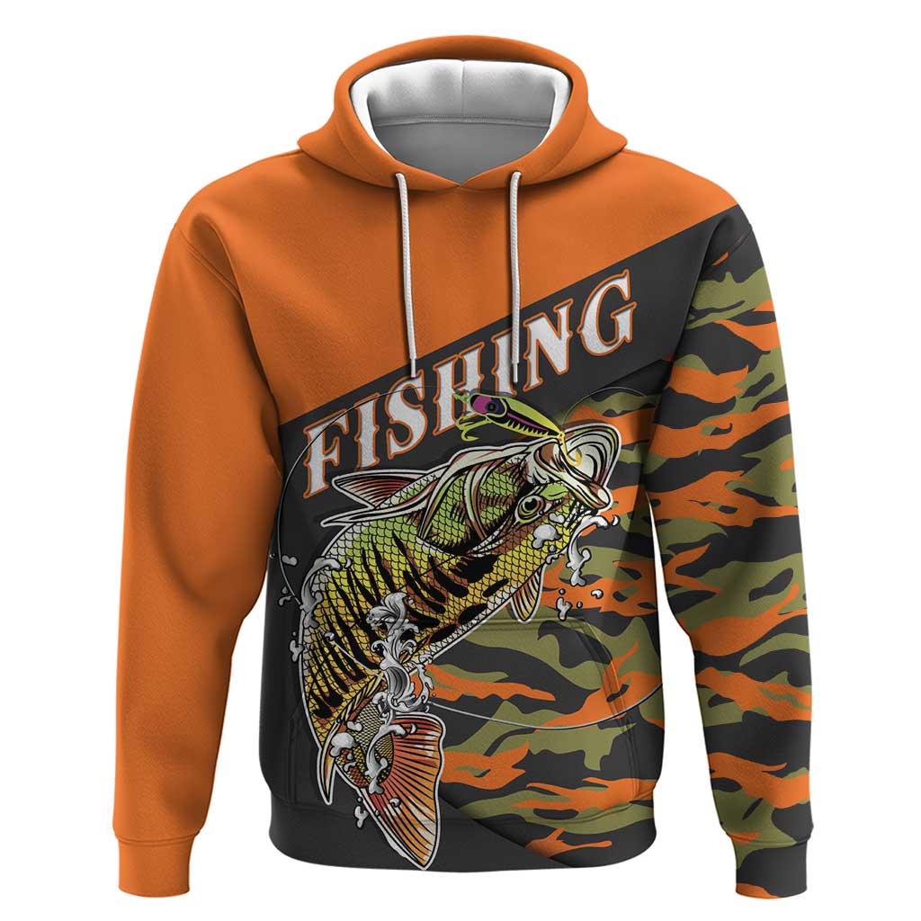 Bass Fishing Fisherman Zip Hoodie Camouflag Pattern - Wonder Print Shop