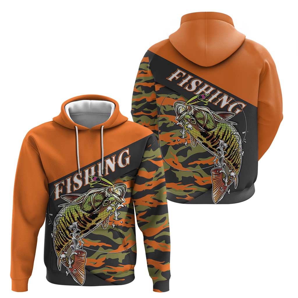 Bass Fishing Fisherman Zip Hoodie Camouflag Pattern - Wonder Print Shop