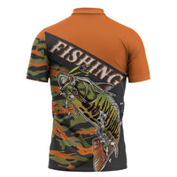 Bass Fishing Fisherman Zipper Polo Shirt Camouflag Pattern - Wonder Print Shop