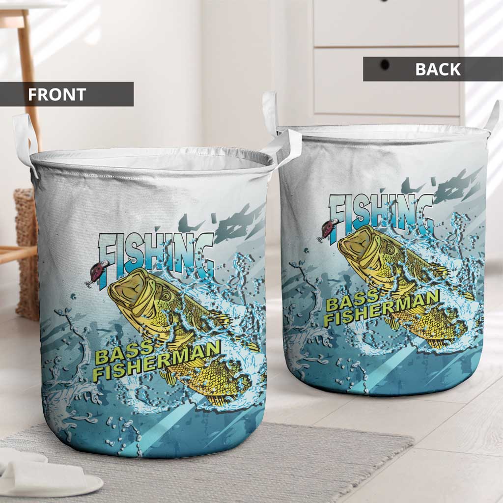 Bass Fishing Vintage Laundry Basket - Wonder Print Shop
