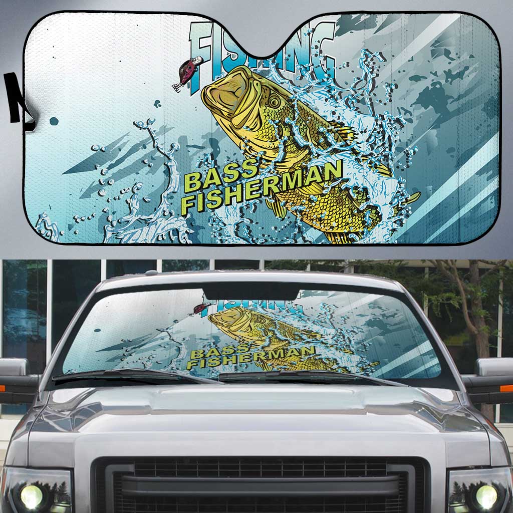 Bass Fishing Vintage Auto Sun Shade - Wonder Print Shop