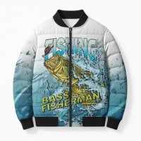 Bass Fishing Vintage Bomber Puffer Jacket - Wonder Print Shop