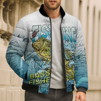 Bass Fishing Vintage Bomber Puffer Jacket - Wonder Print Shop