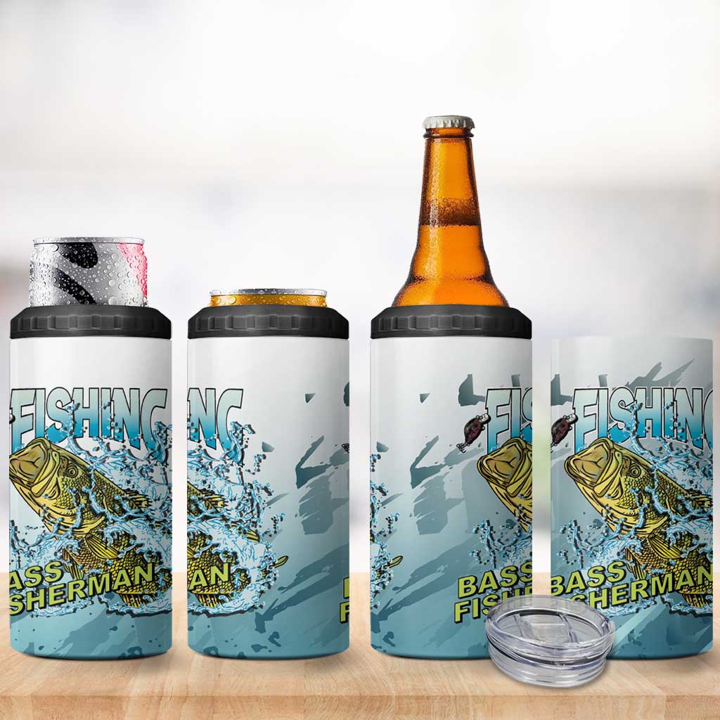 Bass Fishing Vintage 4 in 1 Can Cooler Tumbler - Wonder Print Shop