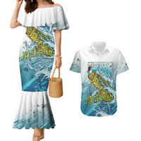 Bass Fishing Vintage Couples Matching Mermaid Dress and Hawaiian Shirt - Wonder Print Shop