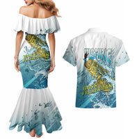 Bass Fishing Vintage Couples Matching Mermaid Dress and Hawaiian Shirt - Wonder Print Shop