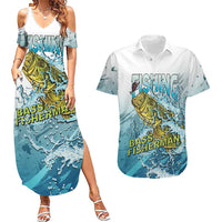 Bass Fishing Vintage Couples Matching Summer Maxi Dress and Hawaiian Shirt - Wonder Print Shop
