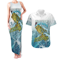 Bass Fishing Vintage Couples Matching Tank Maxi Dress and Hawaiian Shirt - Wonder Print Shop
