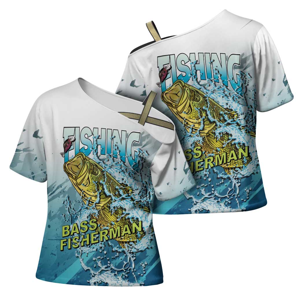 Bass Fishing Vintage Cross Shoulder Shirt - Wonder Print Shop