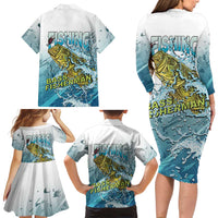 Bass Fishing Vintage Family Matching Long Sleeve Bodycon Dress and Hawaiian Shirt - Wonder Print Shop