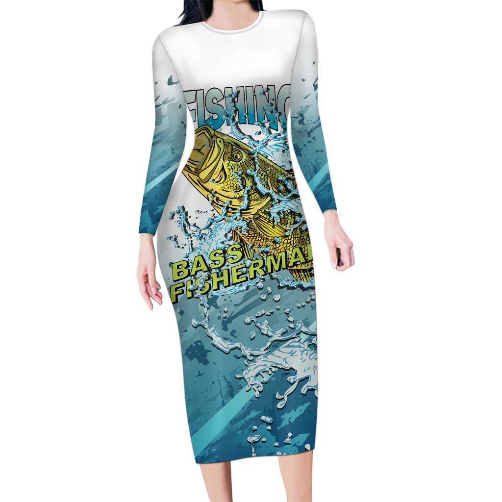 Bass Fishing Vintage Family Matching Long Sleeve Bodycon Dress and Hawaiian Shirt - Wonder Print Shop