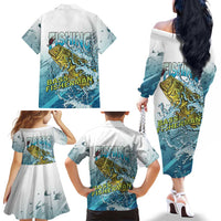 Bass Fishing Vintage Family Matching Off The Shoulder Long Sleeve Dress and Hawaiian Shirt - Wonder Print Shop