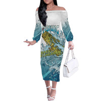Bass Fishing Vintage Family Matching Off The Shoulder Long Sleeve Dress and Hawaiian Shirt - Wonder Print Shop