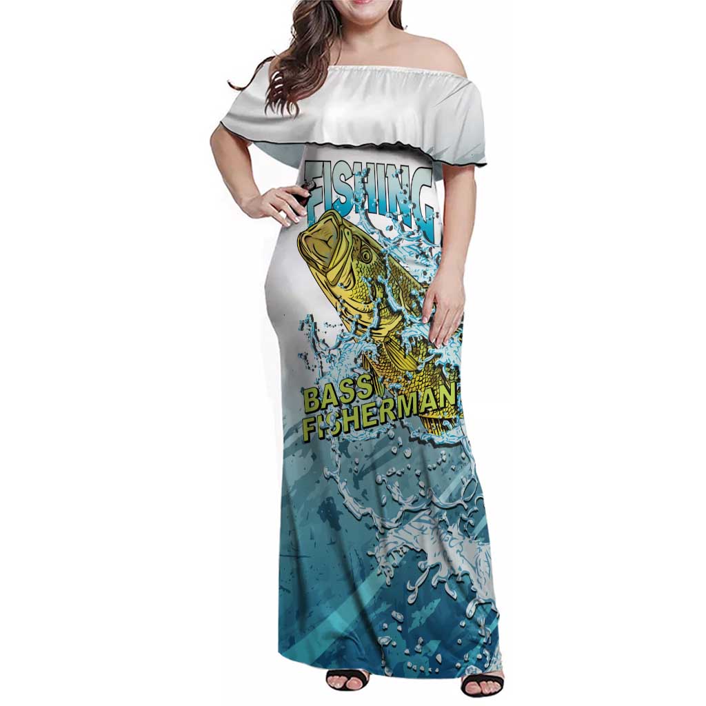 Bass Fishing Vintage Family Matching Off Shoulder Maxi Dress and Hawaiian Shirt - Wonder Print Shop