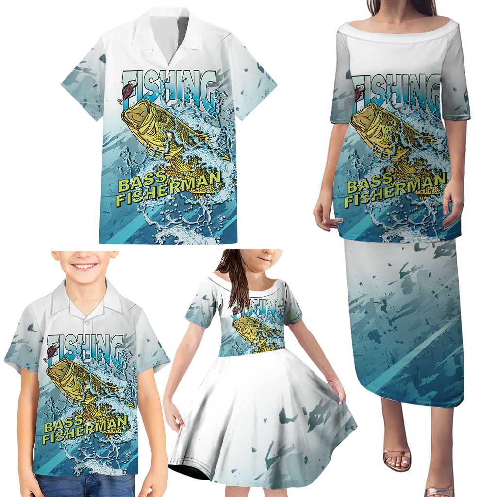 Bass Fishing Vintage Family Matching Puletasi and Hawaiian Shirt - Wonder Print Shop