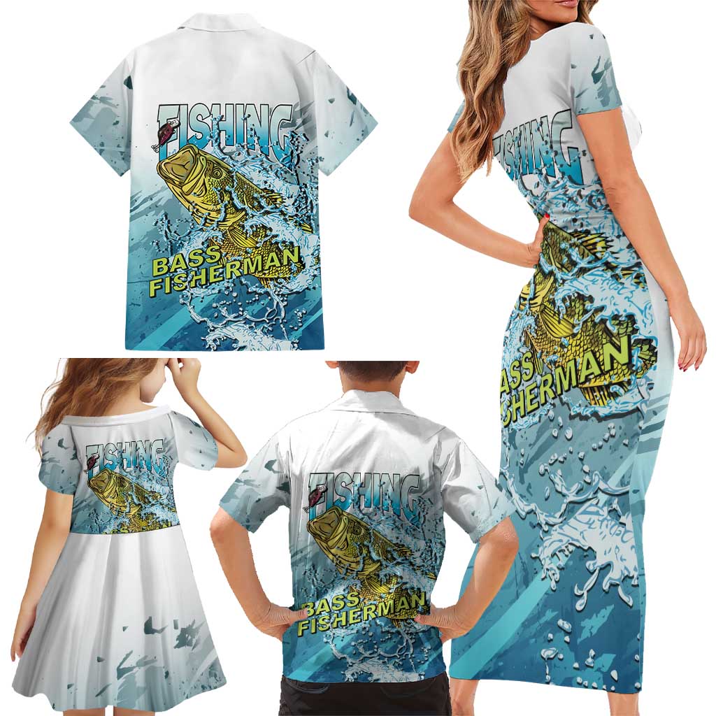 Bass Fishing Vintage Family Matching Short Sleeve Bodycon Dress and Hawaiian Shirt - Wonder Print Shop
