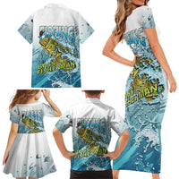Bass Fishing Vintage Family Matching Short Sleeve Bodycon Dress and Hawaiian Shirt - Wonder Print Shop