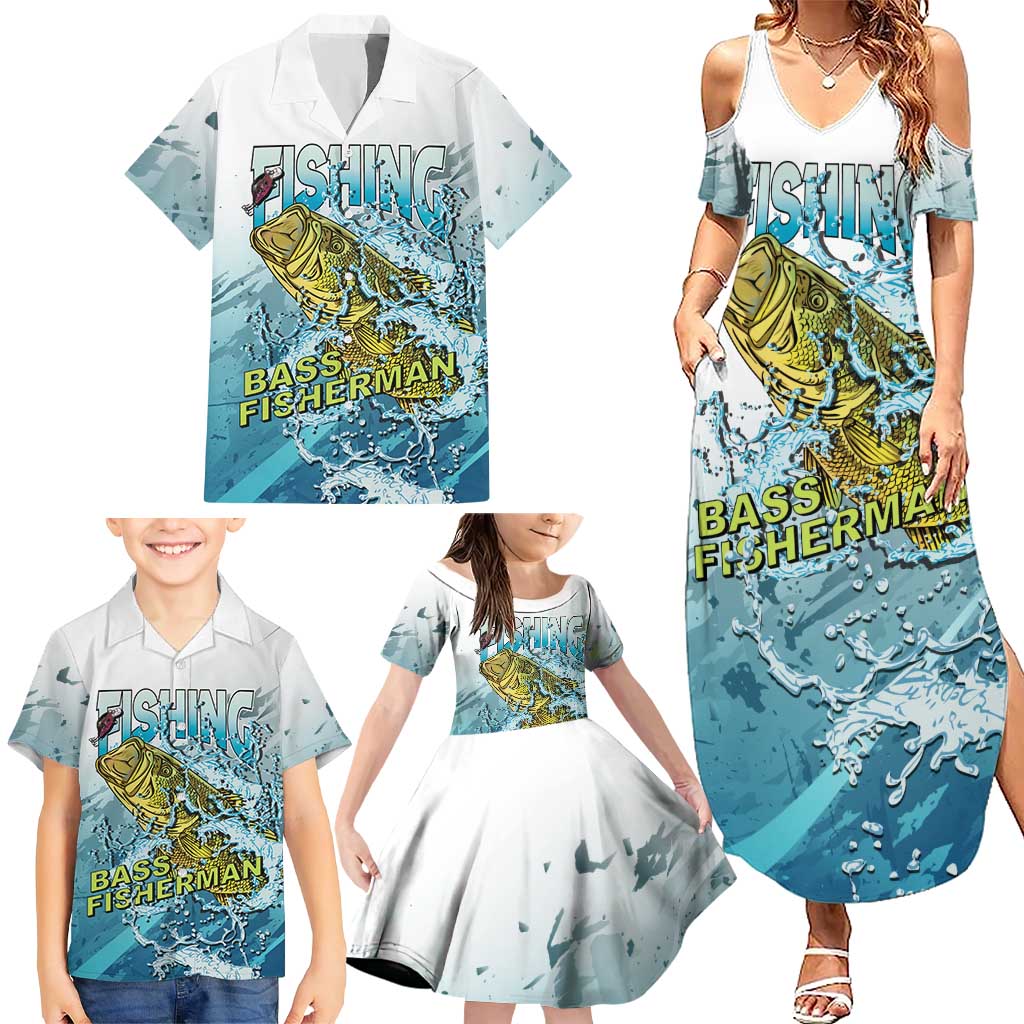 Bass Fishing Vintage Family Matching Summer Maxi Dress and Hawaiian Shirt - Wonder Print Shop