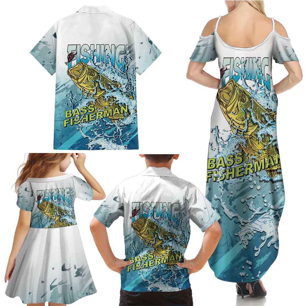 Bass Fishing Vintage Family Matching Summer Maxi Dress and Hawaiian Shirt - Wonder Print Shop