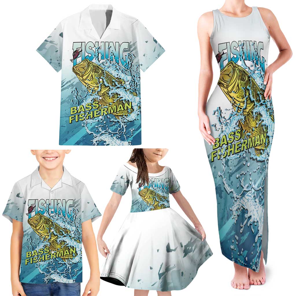 Bass Fishing Vintage Family Matching Tank Maxi Dress and Hawaiian Shirt - Wonder Print Shop