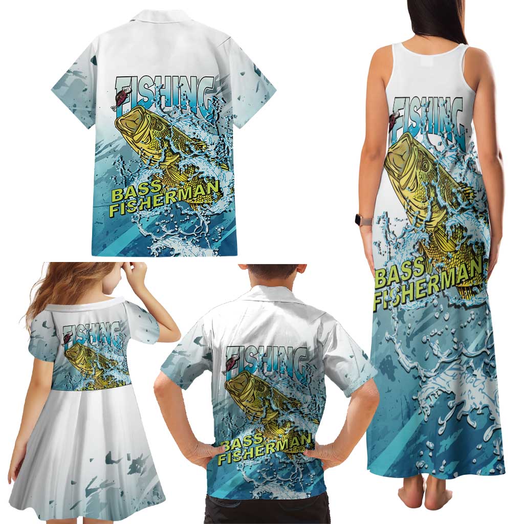 Bass Fishing Vintage Family Matching Tank Maxi Dress and Hawaiian Shirt - Wonder Print Shop
