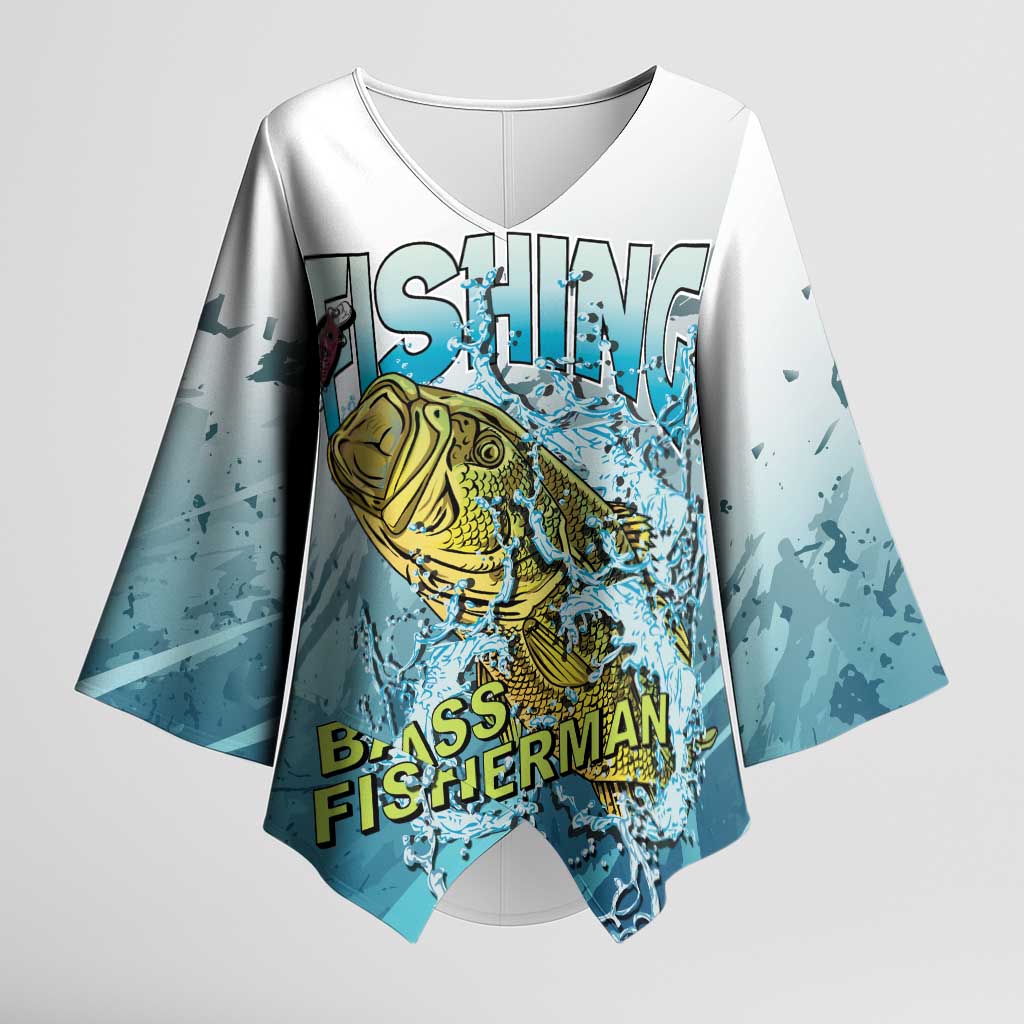 Bass Fishing Vintage Kimono Sleeve Blouse - Wonder Print Shop