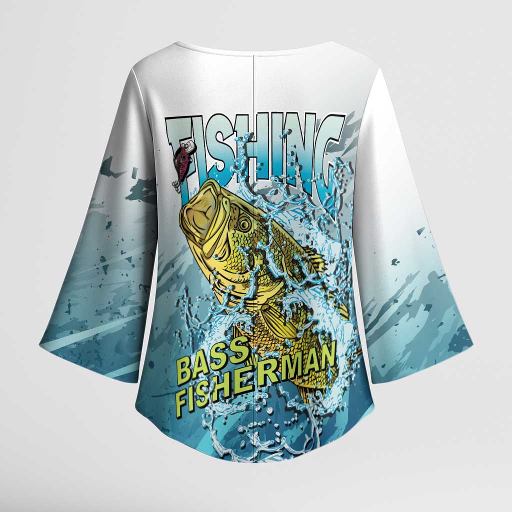 Bass Fishing Vintage Kimono Sleeve Blouse - Wonder Print Shop