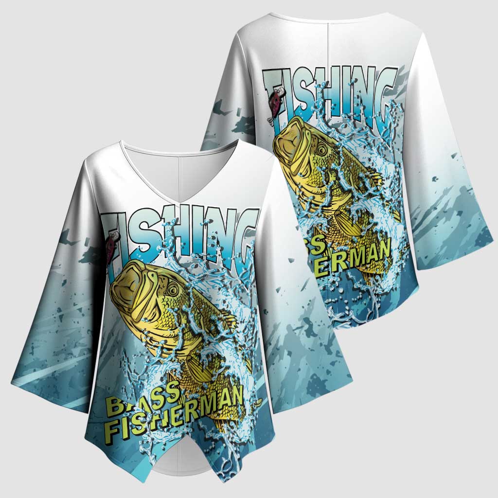 Bass Fishing Vintage Kimono Sleeve Blouse - Wonder Print Shop