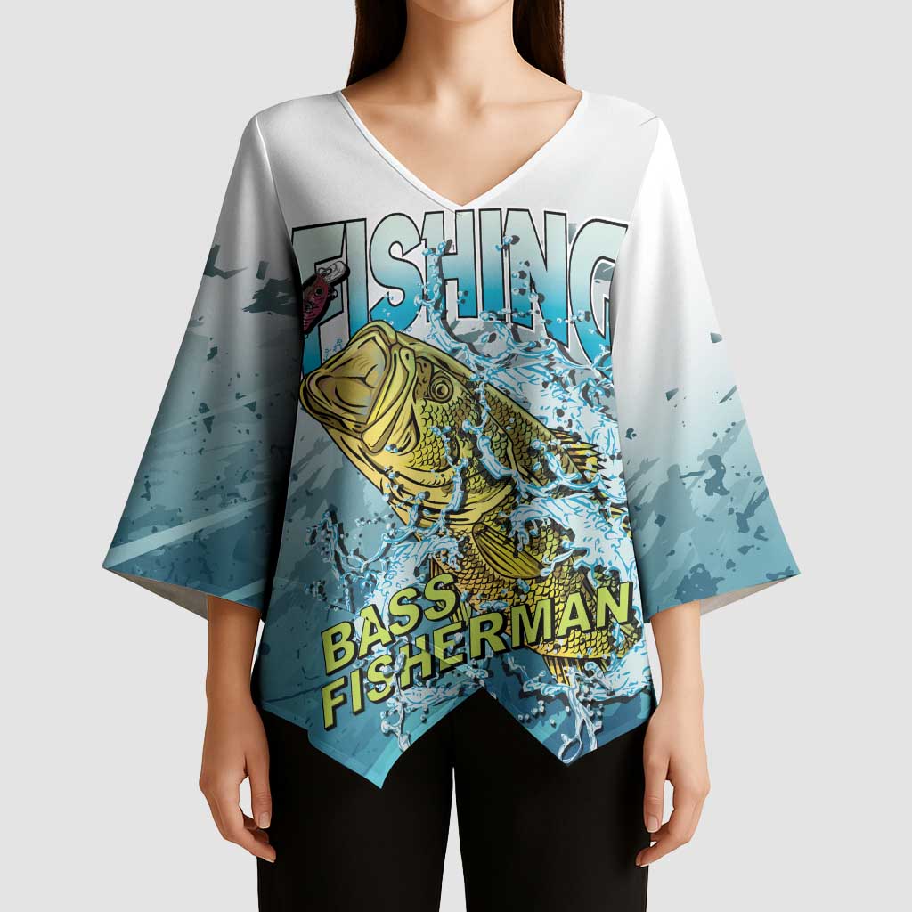 Bass Fishing Vintage Kimono Sleeve Blouse - Wonder Print Shop