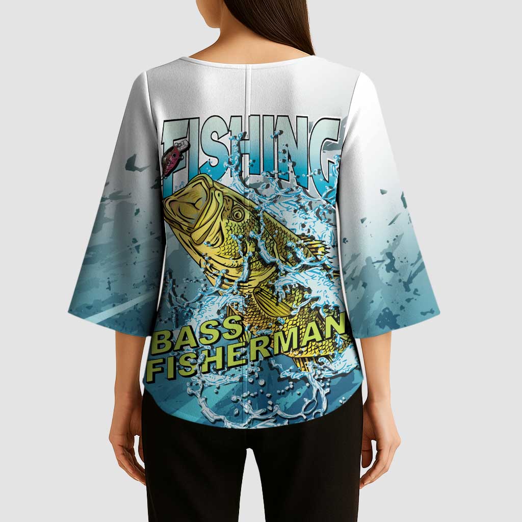 Bass Fishing Vintage Kimono Sleeve Blouse - Wonder Print Shop