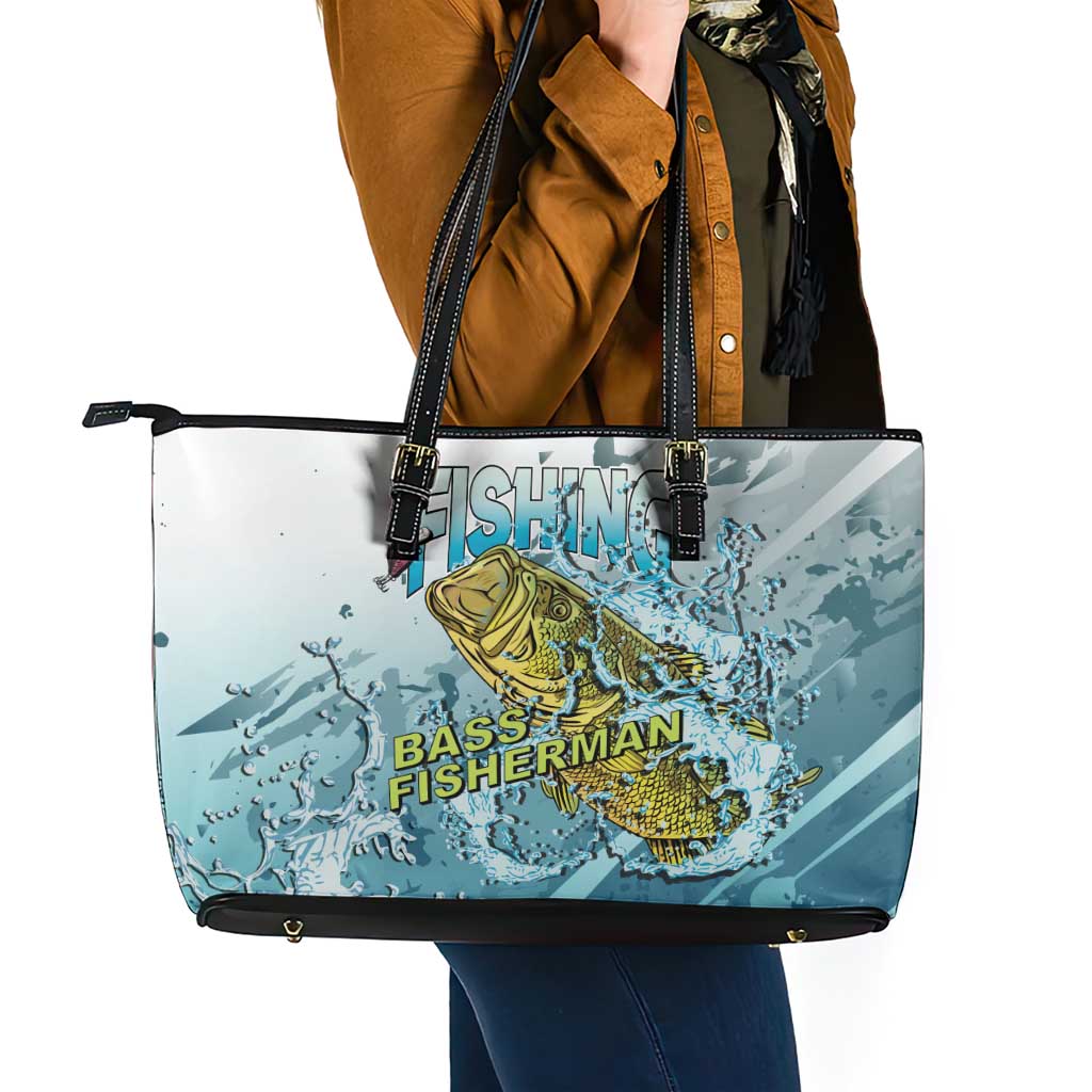 Bass Fishing Vintage Leather Tote Bag - Wonder Print Shop
