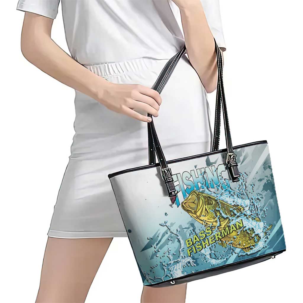 Bass Fishing Vintage Leather Tote Bag - Wonder Print Shop