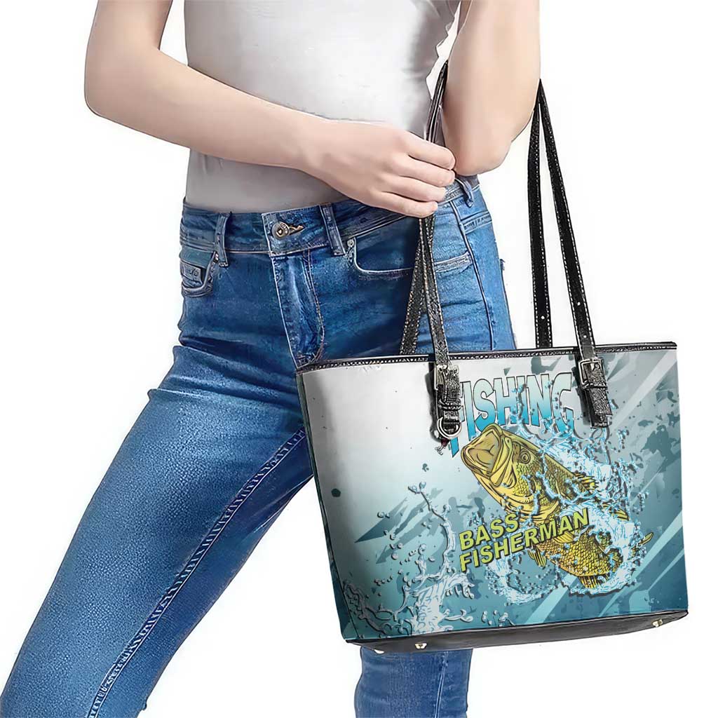 Bass Fishing Vintage Leather Tote Bag - Wonder Print Shop