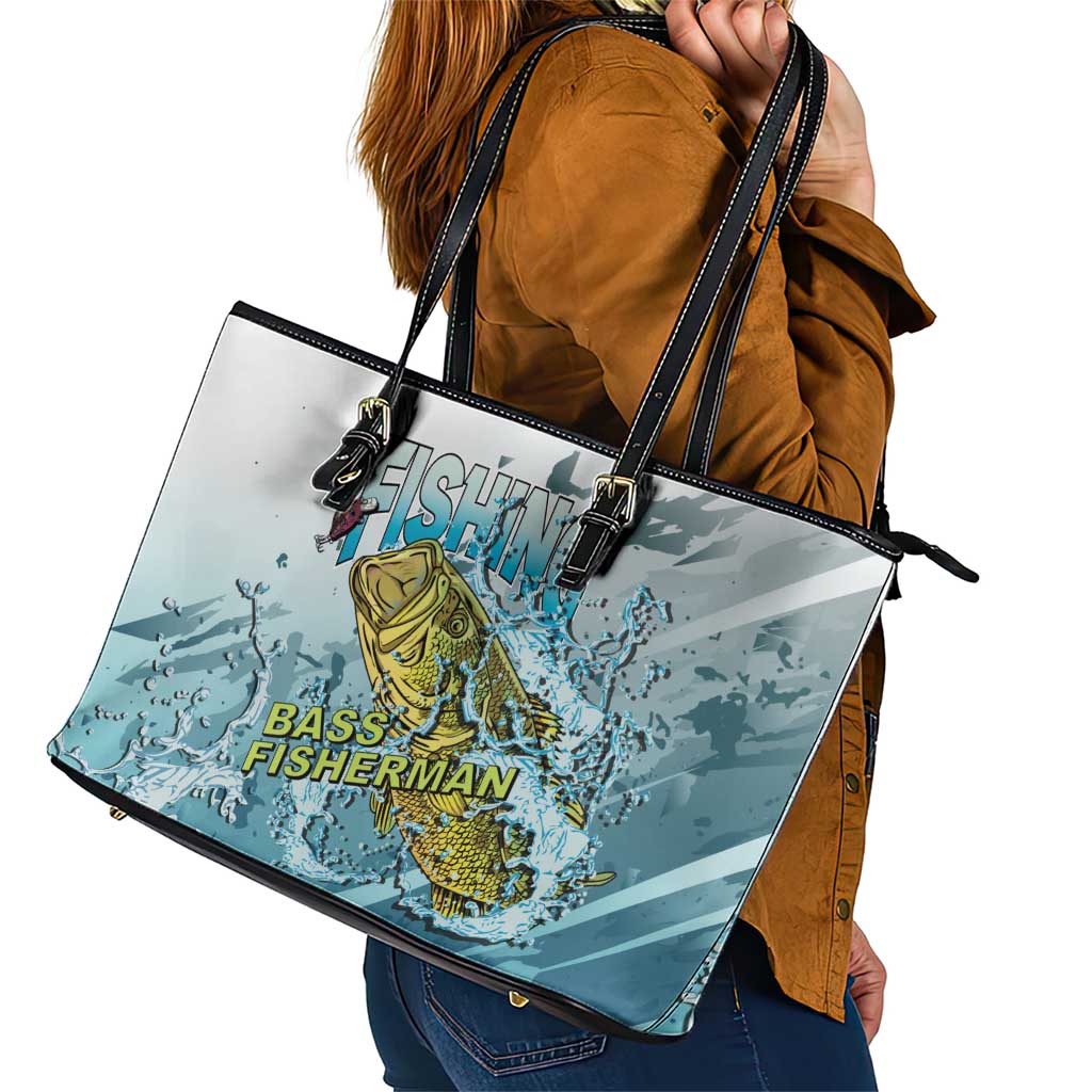 Bass Fishing Vintage Leather Tote Bag - Wonder Print Shop