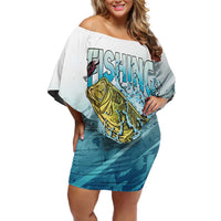 Bass Fishing Vintage Off Shoulder Short Dress - Wonder Print Shop