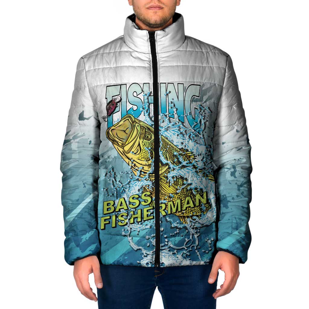 Bass Fishing Vintage Padded Jacket - Wonder Print Shop