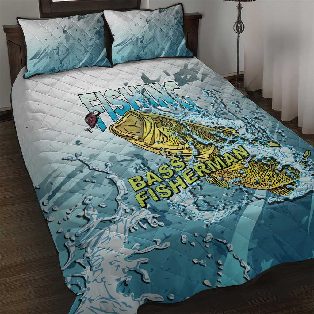 Bass Fishing Vintage Quilt Bed Set - Wonder Print Shop
