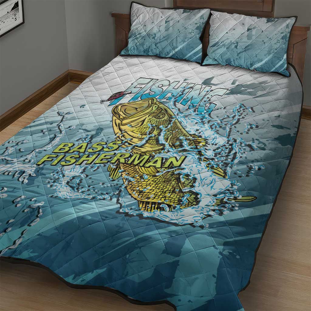 Bass Fishing Vintage Quilt Bed Set - Wonder Print Shop