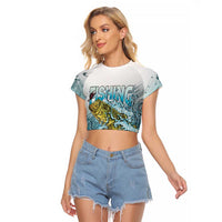 Bass Fishing Vintage Raglan Cropped T Shirt - Wonder Print Shop
