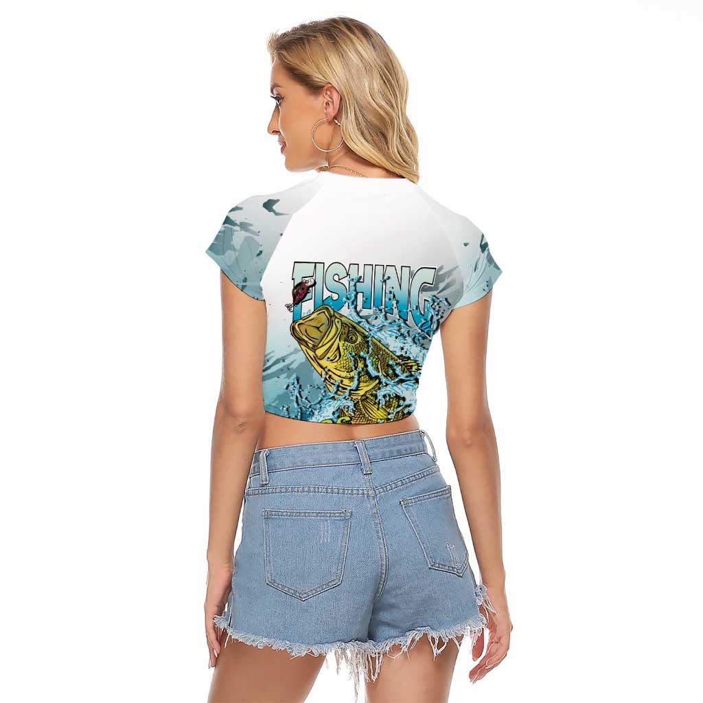 Bass Fishing Vintage Raglan Cropped T Shirt - Wonder Print Shop