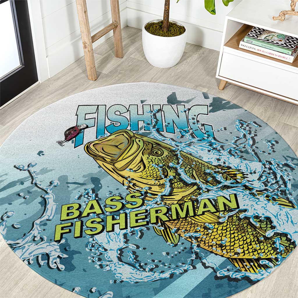 Bass Fishing Vintage Round Carpet - Wonder Print Shop