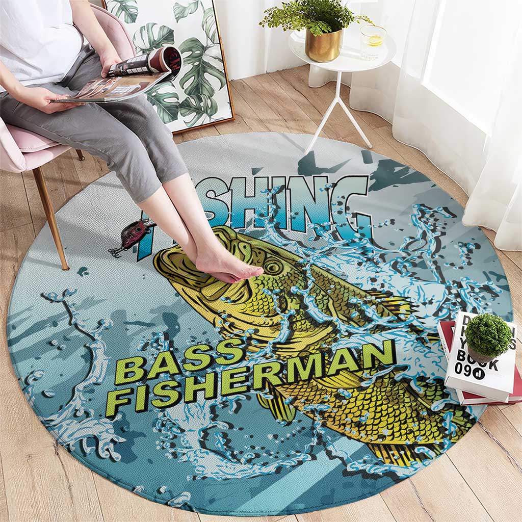 Bass Fishing Vintage Round Carpet - Wonder Print Shop