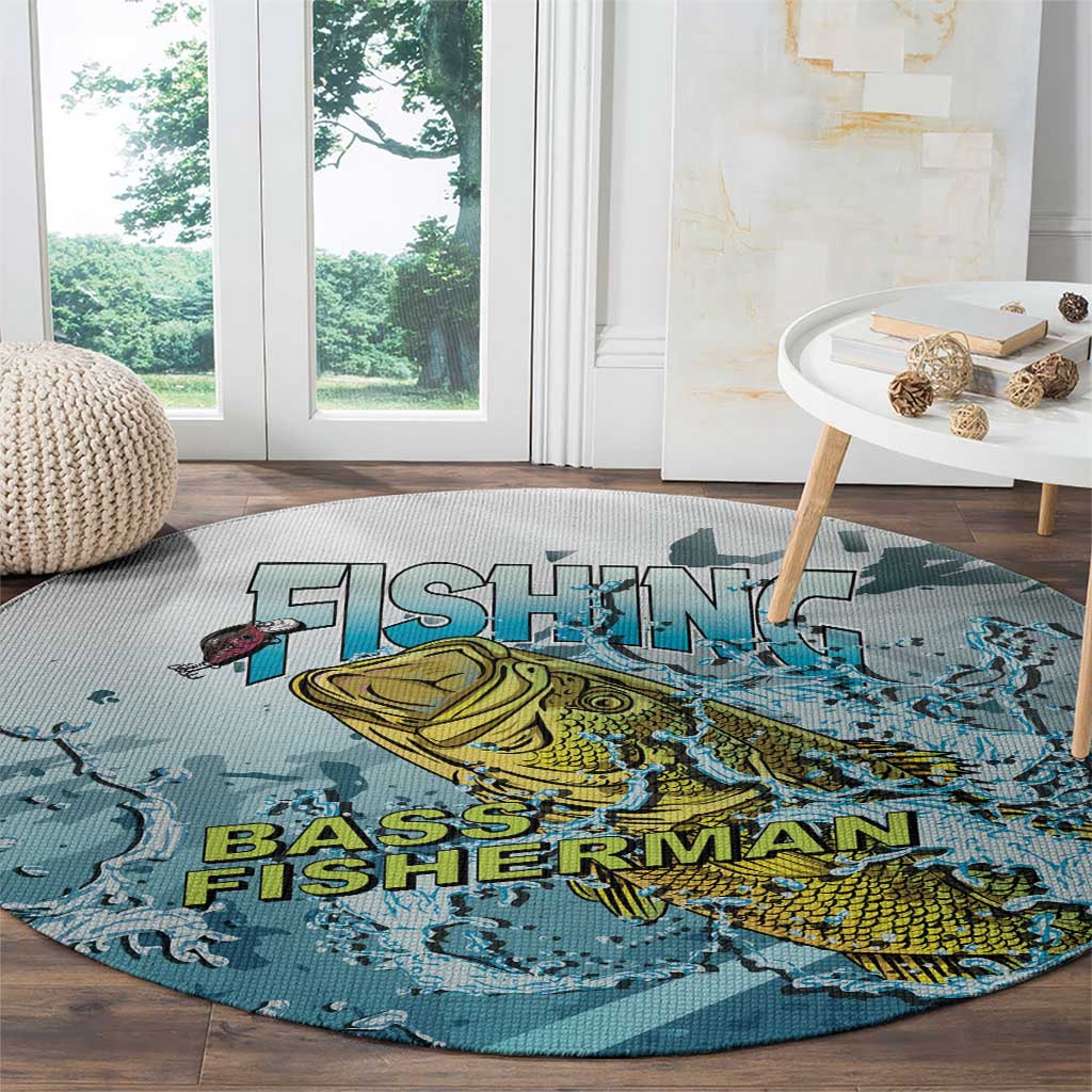 Bass Fishing Vintage Round Carpet - Wonder Print Shop
