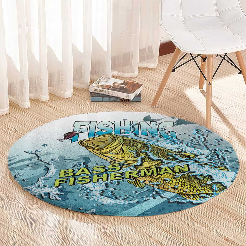 Bass Fishing Vintage Round Carpet - Wonder Print Shop