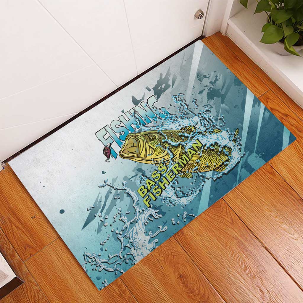 Bass Fishing Vintage Rubber Doormat - Wonder Print Shop